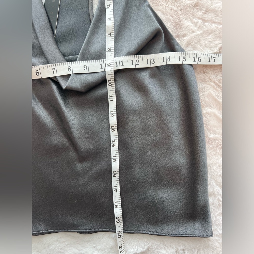 Alice + Olivia Gray Satin Cowl Neck Top - Picture 6 of 12